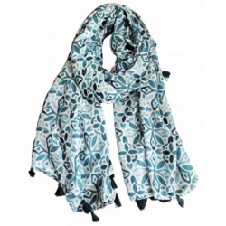 SZAL SZALIK DAMSKI zielony print frędzelki BOHO