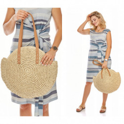 TORBA EKO SŁOMIANA OKRĄGŁA KOSZYK BOHO PLAŻOWA